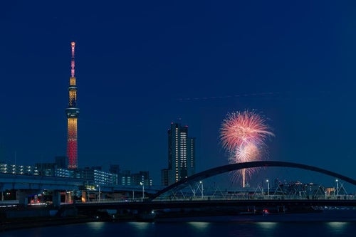 水神大橋と隅田川花火大会の第一会場の写真