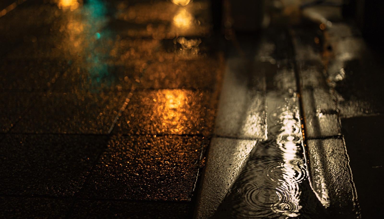 「雨が降る路上」の写真