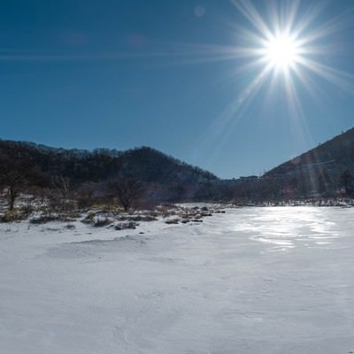 赤城山覚満淵（かくまんぶち）雪と風のアートの写真