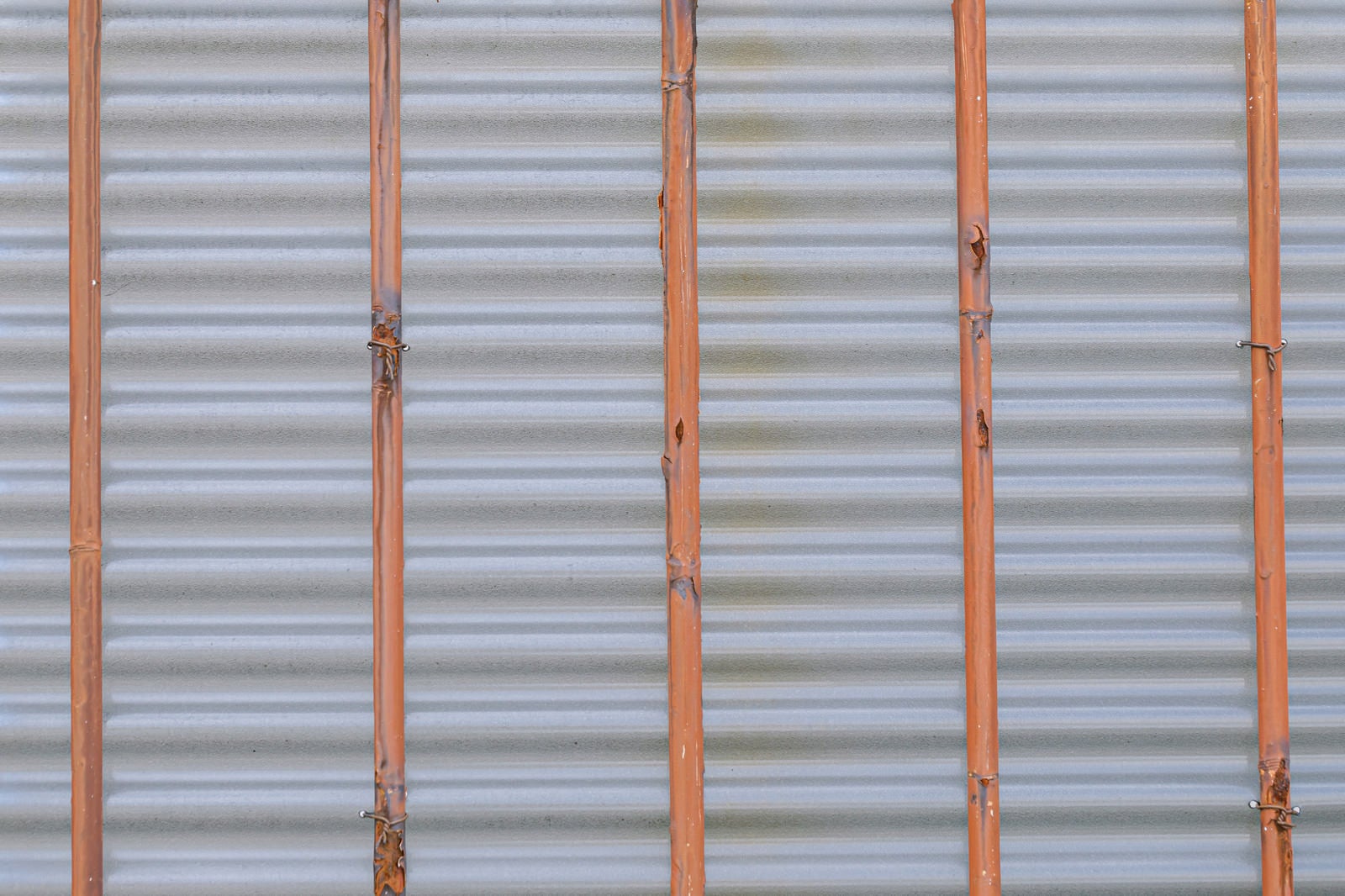 「鉄棒で支えるフェンス裏側」の写真