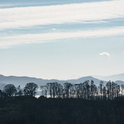 戸隠バードラインから見える葛山城（かつらやまじょう）跡の写真