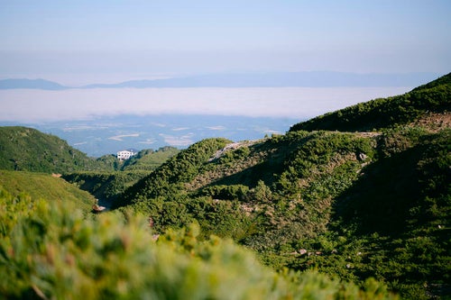 山中の十勝岳温泉遠景の写真