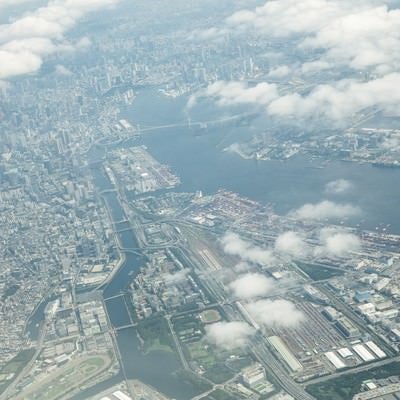 羽田空港から離陸後の都会の様子の写真