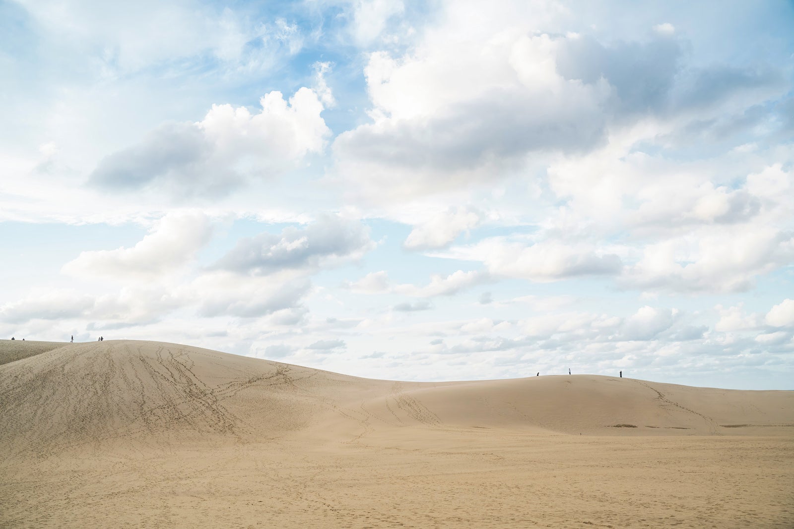 「空に浮かぶ雲と鳥取砂丘」の写真