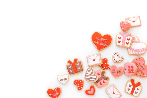バレンタイン用のハート素材（アイシングクッキー）の写真