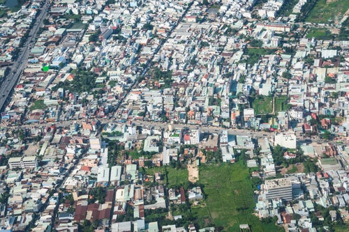 ベトナムの市街地（上空）の写真