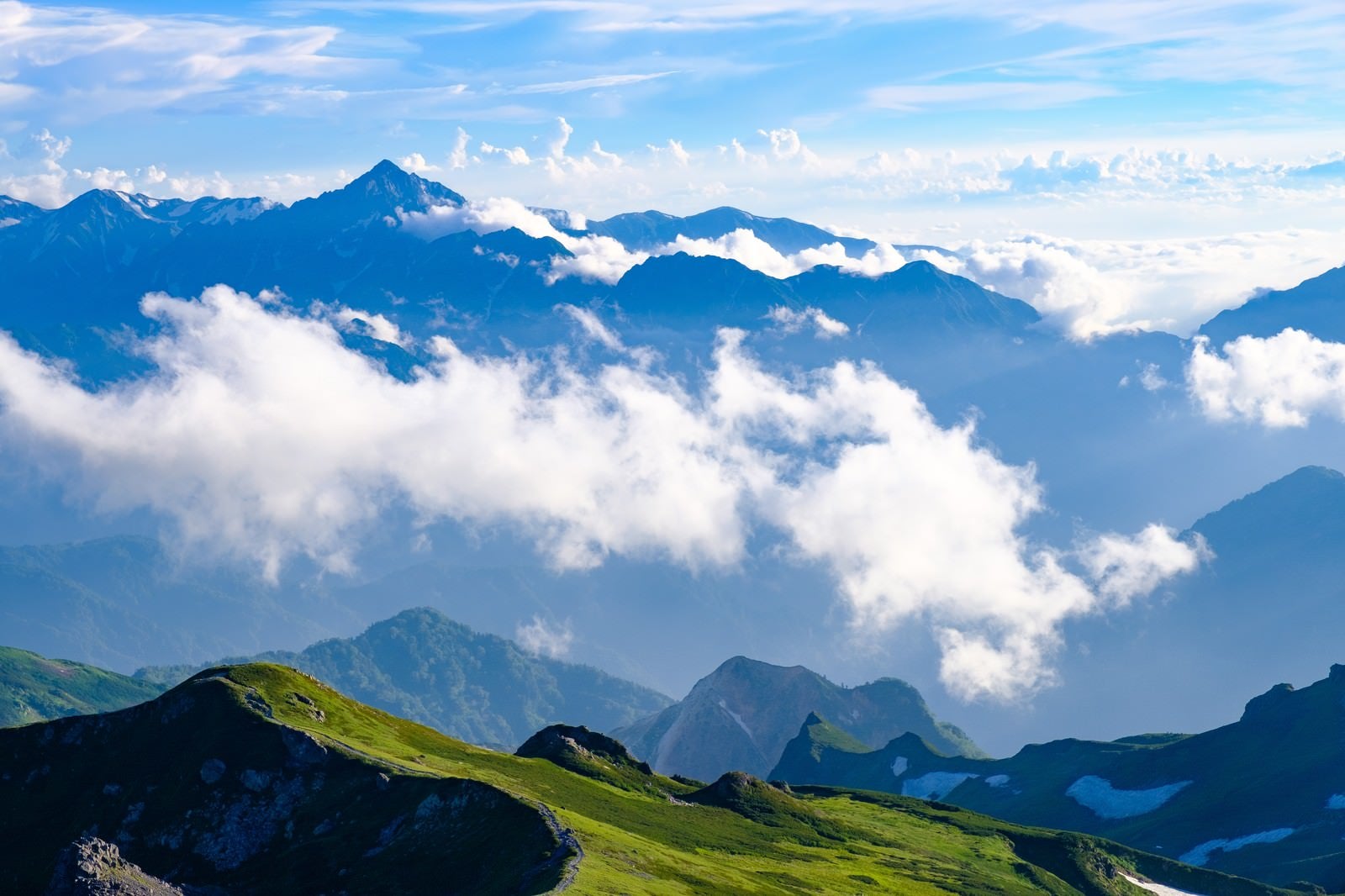 「白馬岳の彼方に見える雲海と剣岳」の写真