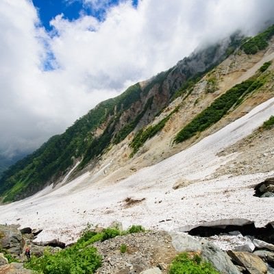 白馬大雪渓の傾斜（白馬岳）の写真
