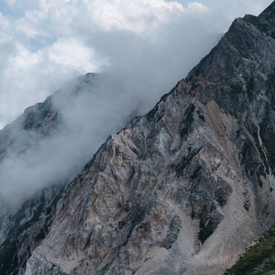荒々しい岩肌（白馬岳）の写真