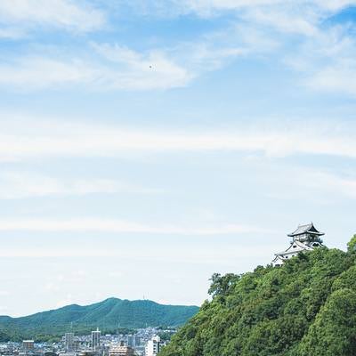 愛知県犬山市犬山城と青空の写真