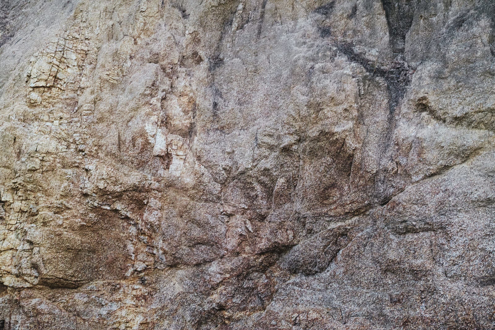 「白い粉を纏う岩肌のテクスチャー」の写真