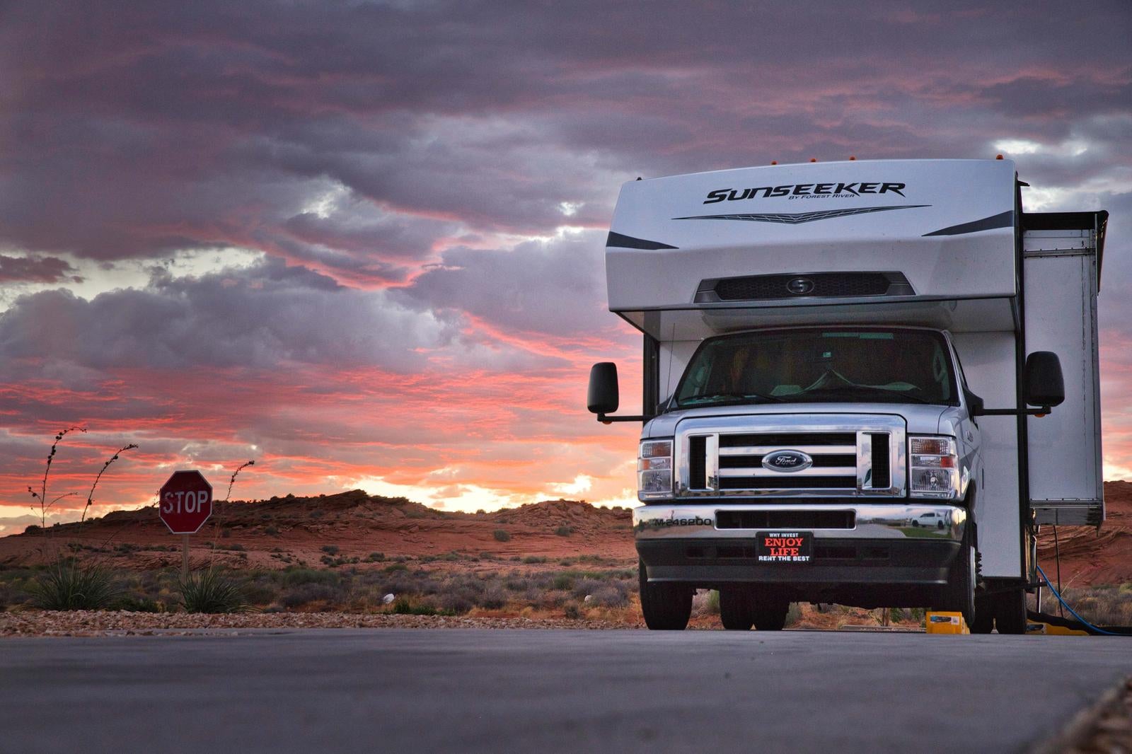 Sunset Sky and Camping Car Travel Scene - free stock photo