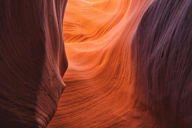 Majestic Interior of Antelope Canyon and the Contrast of Light