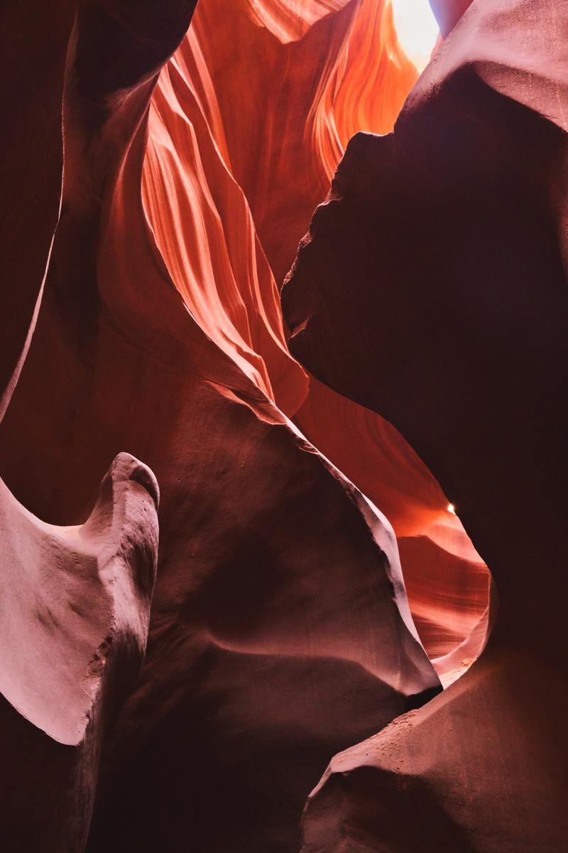 The Curved Sandstone Formations of Antelope Canyon Woven by Light and Shadow - free stock photo