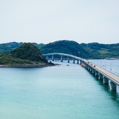 角島大橋を南側展望台から撮影の写真