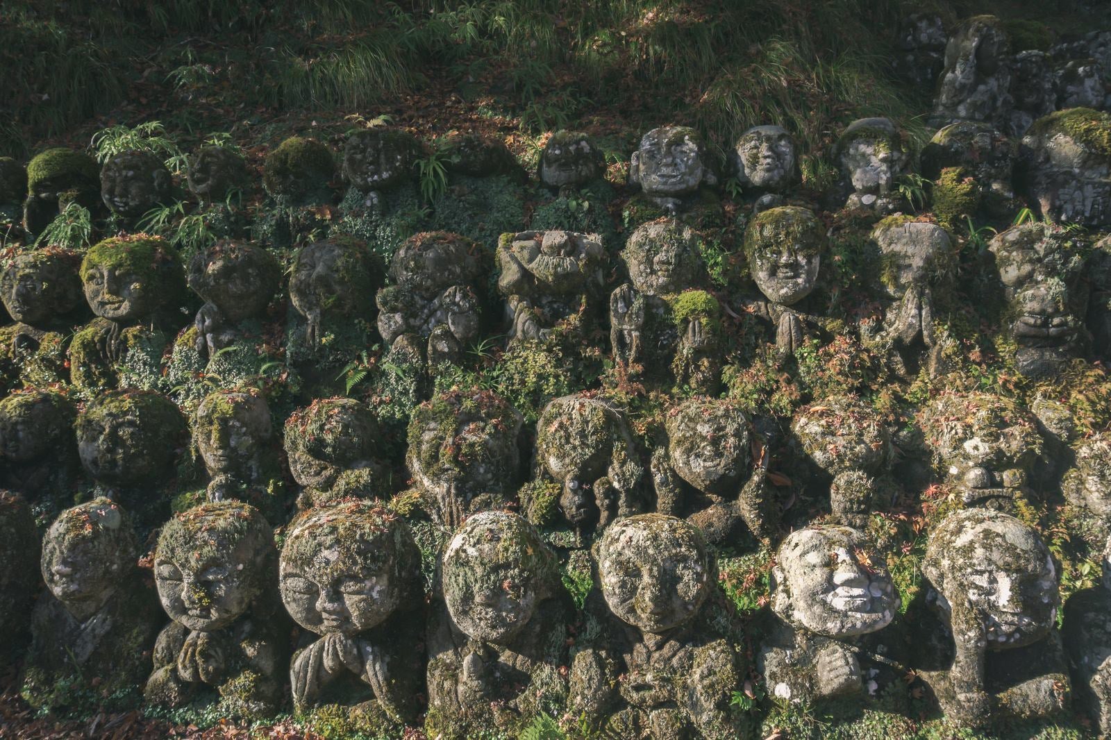「様々な表情の羅漢像が迎えてくれる愛宕念仏寺」の写真