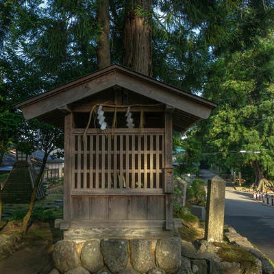 平泉寺白山神社参道近くに建つ結（むすび）神社の祠の写真
