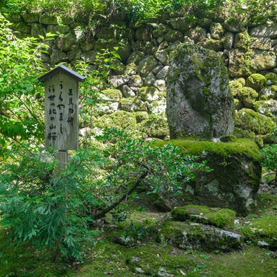 平泉寺白山神社境内に建つ芭蕉の歌碑の写真