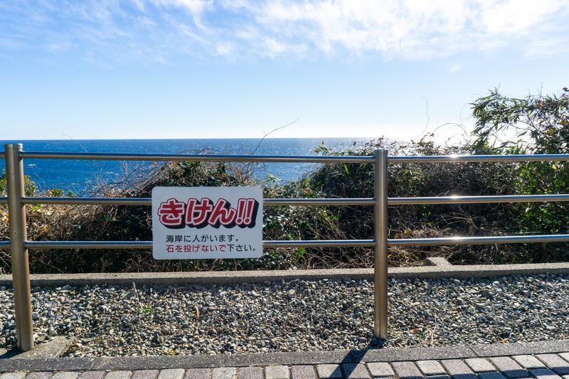 潮岬遊歩道に設置された注意喚起看板の写真